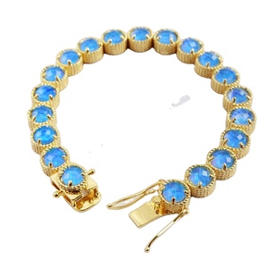 <span class=keywords><strong>Bracelet</strong></span> à breloque <span class=keywords><strong>avec</strong></span> pierre <span class=keywords><strong>opale</strong></span>, perles bleues et blanches, bijoux boho, ZG0341, nouvelle collection 2019 - Product Image 1