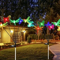 Lampes solaires TSINYE en forme de papillon et de libellule, 6 têtes, 2 modes, étanches, décoratives pour pelouse, patio, mariage, fête