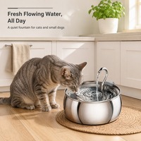 Fontaine à eau pour animaux de compagnie en acier inoxydable SUS304 de 4 L avec bec verseur, pompe silencieuse, fenêtre de visualisation pour chats et chiens, multi-prises OEM