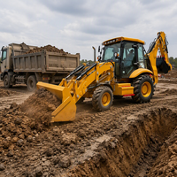 Pengiriman Gratis Excavator Loader Murah Traktor Mini Baru Backhoe Loader yang Dapat Ditarik Backhoe Loader Roda
