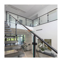 Accessoires d'escalier préfabriqués classiques boule de cristal noir mat balustrade en acier aluminium pilier rampe d'escalier