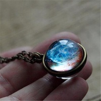 Cosmique galaxie nébuleuse Double verre Pokeball cristal porte-clés femmes rétro mode bijoux plus faciles allumettes chandails porte-clés