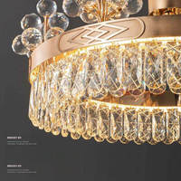 Lustre en cristal doré Zeal Lighting, luminaire suspendu rond à LED avec décor en grappe de raisins pour salon