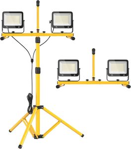 Dual-Head Work <b>Light</b> Adjustable Tripod Stand IP65 Waterproof With Metal Telescopic 10 Ft Power Cord WD-680 Dual-Head Work <b>Light</b> - Product Image 1