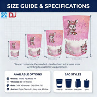 Sachet refermable écologique et recyclable en PE mono pour bonbons, chewing-gums et aliments pour animaux, avec fenêtre motif licorne de dessin animé