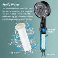 Pommeau de Douche Économiseur d'Eau Haute Pression avec Filtre en Coton PP, Finition Chromée, Arrêt à Touche Unique, Massage SPA, 5 Modes de Jet pour Salle de Bain