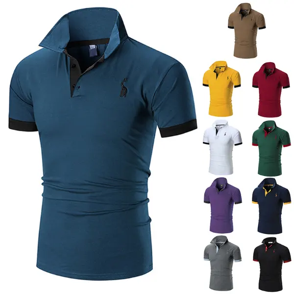 2021 yaz erkek Polo GÖMLEK markaları erkek kısa kollu Casual Slim Fit düz renk Polo GÖMLEK