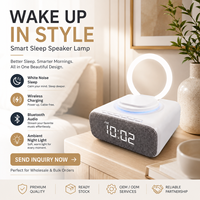 Bedlamp Blue Tooth Speaker Met Digitale Wekker Draadloze Oplader Fm Klok Radio Bt Speaker Therapie Lamp