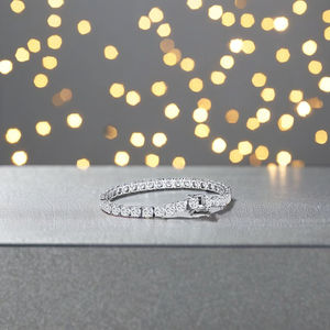 กำไลข้อมือสำหรับผู้หญิงสำหรับเล่นเทนนิสเพทายสร้อยข้อมือชุบทองคำขาวปรับได้ตามต้องการ - Product Image 2