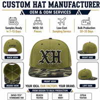 Casquette Snapback Personnalisée 6 Panneaux en Faux Daim, Visière Camouflage Vert, Broderie Gothique 3D, OEM ODM, Casquette à Visière Plate pour Streetwear et Activités de Plein Air
