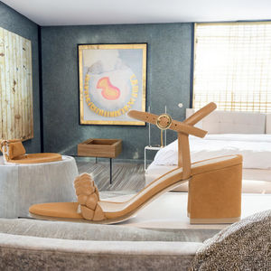 Elegantes Sandalias Trenzadas para Mujer con Punta Abierta, Tacón Grueso y Correa en el Tobillo, para Verano, Otoño y Primavera, para Exteriores - Product Image 3