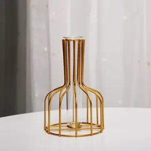 人工金錬鉄ガラス水耕花瓶装飾品クリエイティブホームリビングルーム装飾