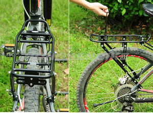 Aluminum Road Bike Rear Carrier Rack Foldable Cargo <b>Basket</b> Luggage Frame Outdoor 150kg Load Capacity Collapsible Black - Product Image 4
