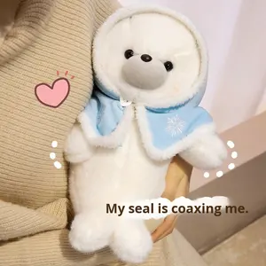 Jouet en peluche en flanelle de phoque d'Islande, ton bleu doux de la forêt, authentique, cadeau d'anniversaire pour enfants, unisexe, âges 1-3 - Product Image 4