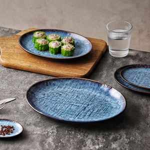 Creative Kiln Transformation Blue <b>Ceramic</b> Cloth Patterned Western Style Steak <b>Plate</b> Charger Dining Dishes <b>Plates</b> - Product Image 4