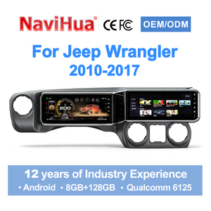 Autoradio Navihua à double écran, unité centrale de tableau de bord numérique pour Jeep Wrangler JK 2010-2017, avec odomètre intégré - Product Image 1