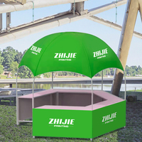 Gazebo hexagonal en fer de couleur personnalisée - Stand d'exposition extérieur avec comptoir - Dôme publicitaire promotionnel