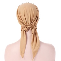 Nuevo Turbante Indio con Cuentas de Color Sólido, Estilo Europeo Americano, y Pañuelo Elástico para la Cabeza, de Poliéster, Unisex, para Todas las Temporadas, en Stock