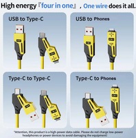 Cable USB Retráctil 4 en 1 al por Mayor, Cable de Datos Multipuerto de Carga Rápida de 65 W para Teléfono Móvil, Logotipo Personalizado Disponible
