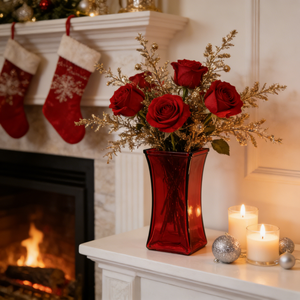 אגרטל זכוכית מחודד בצורת שעון חול לחג המולד לקישוט הבית ולקישוט שולחן עבודה מינימליסטי - Product Image 2