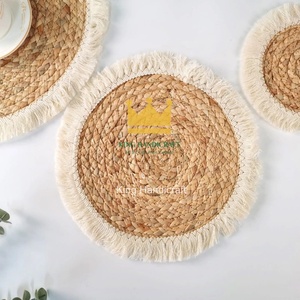 Salvamantel Ecológico de Pasto Marino Hecho a Mano, Redondo, Tejido, con Flecos, para Decoración de Cocina Rústica - Product Image 6