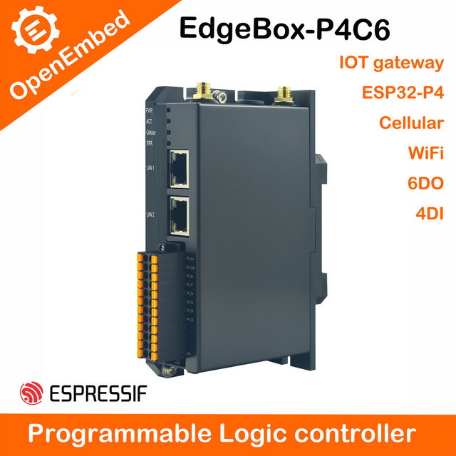 OpenEmbed ESP32 P4 C6 SCADA EdgeBox 4G WiFi Industrial Control PLC with 5.0 Programming and RS485 Communication