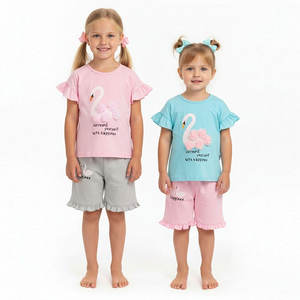 Conjunto <span class=keywords><strong>de</strong></span> <span class=keywords><strong>Ropa</strong></span> <span class=keywords><strong>de</strong></span> Verano para Bebés y Niñas, Diseño <span class=keywords><strong>de</strong></span> <span class=keywords><strong>Cisne</strong></span> <span class=keywords><strong>de</strong></span> Dibujos Animados, Algodón, Venta al Por Mayor - Product Image 1