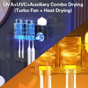 Family 2Cups UV Toothbrush Sanitizer Holder 99.99% Sterilization Rate Multi-Toothbrush Stand Ultraviolet Light Toothbrush Holder - Product Image 2