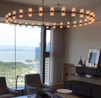 Lustre rond en cristal LED de style nordique pour hôtel et restaurant, design luxueux, grand lustre d'intérieur