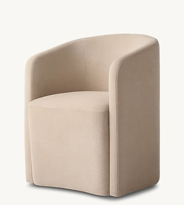 Chaise individuelle rembourrée confortable, chaises de salle à manger, style nordique minimaliste, luxe léger, en tissu, pour lecture, bureau, chaise longue en bois - Product Image 2