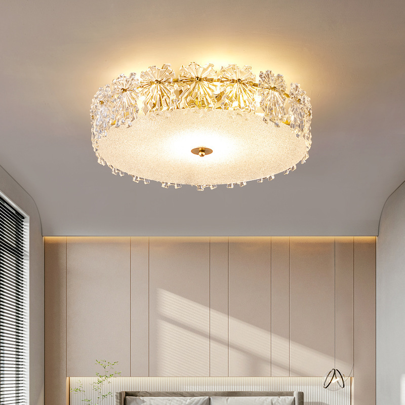 Light Luxury Postmodern Nordic Style Surface Mounted Voice-controlled Glass Fluorescent Lamp Ceiling Light for Bedroom Lighting