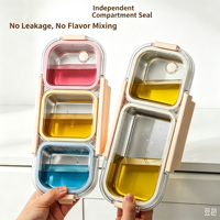 Boîte à lunch 3 niveaux en acier inoxydable 04 pour le contrôle des portions, boîte bento, préparation de repas pour la perte de poids, compatible congélateur, avec couvercle
