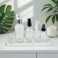 Flacon compte-gouttes en verre Boston transparent de 15 ml avec bouchon à vis, compatible diffuseur à bâtonnets, étiquettes personnalisables, pour huiles essentielles et soins de la peau
