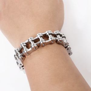 Cadena de Motocicleta Resistente para Hombre, Brazalete de Cadena de Bicicleta de Acero Inoxidable Color Plata Pulido, Joyería Masculina de Moda - Product Image 5