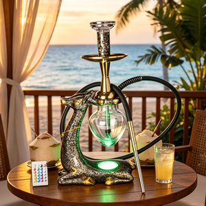 En gros, Ensemble de chicha en résine motif cerf 55CM avec éclairage LED, en aluminium, style européen de luxe, type stylo, en stock - Product Image 3