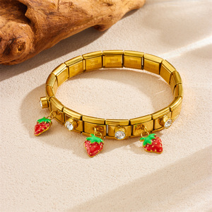 Strawberry Charm Bracelet Gold Plated Zinc Alloy Women's Jewelry Gift Fashion Accessory - Product Image 2