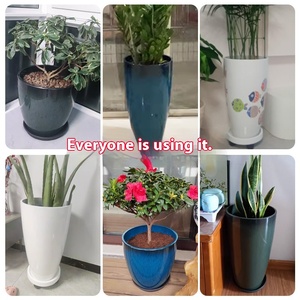 Grand pot de fleurs moderne en <span class=keywords><strong>résine</strong></span> émaillée, grande capacité, pour plantes d'intérieur et d'extérieur, idéal pour Monstera, maison et cour. - Product Image 5