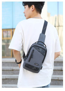 Sacs <span class=keywords><strong>de</strong></span> messager à bandoulière pour homme, sacoche <span class=keywords><strong>de</strong></span> marque tendance, noir, imperméable, multifonctionnel, téléphone portable, Usb - Product Image 6