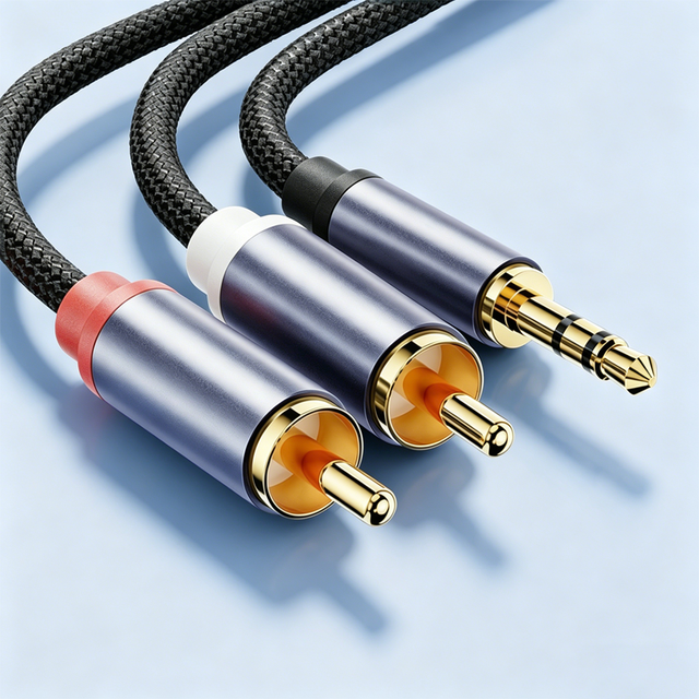 Gold Plated 3.5mm to 2RCA AUX Audio Cable for Headset Speaker Tablets HiFi Sound Male to Male Headphone Stereo Jack Plug Adapter