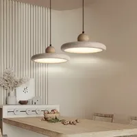 Lustre LED suspendu en travertin de style nordique moderne et rétro, en pierre naturelle, pour salle à manger et décoration intérieure, taille moyenne