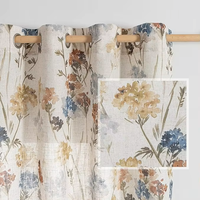 Rideaux filtrants la lumière en lin ignifuge sur mesure avec œillets, motif floral vintage, pour salon