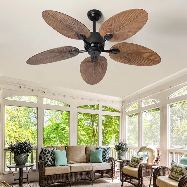52 Inch Vintage Ceiling Fan With ABS Blades DC Motor Living Room Dining Room Remote Control Ceiling Fan No Light