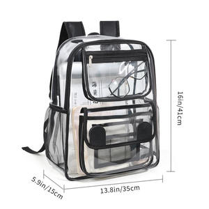 Sac à dos transparent personnalisé en PVC résistant, grand sac à dos pour livres d'école pour étudiants universitaires - Product Image 1