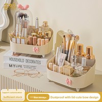 Boîte de rangement en plastique avec nœud papillon, style moderne et minimaliste, support de crayons à sourcils pour bureau, organisateur de coiffeuse anti-poussière, 1 litre
