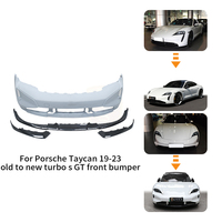 Kit de séparateur de pare-chocs avant en fibre de carbone sèche style Taycan Turbo GT, pour mise à niveau de l'ancien au nouveau modèle, compatible avec les berlines 2019-2023