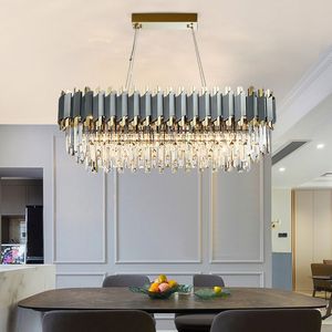 Lámpara de araña de cristal LED rectangular moderna, lámpara colgante de Interior de alta calidad para comedor, iluminación de lujo - Product Image 6