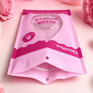 Sac refermable en plastique transparent imprimé sur mesure avec trou de suspension et fenêtre en forme de larme pour emballage de maquillage et cosmétiques - Product Image 2