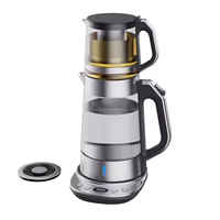 Bouilloire électrique sans fil 2-en-1 en verre borosilicate double couche 110V/220V 1,7L pour usage hôtelier