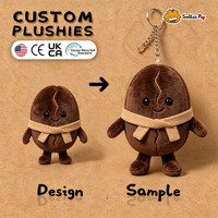 Porte-clés en peluche mini grain de café 10 cm personnalisable, jouet animal en peluche mignon, faible MOQ pour campagne promotionnelle en gros - Vente chaude