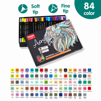 Vente en gros de stylos marqueurs 84 couleurs à double pointe pour peinture acrylique à base d'eau pour étudiants dessinant des peintures rupestres